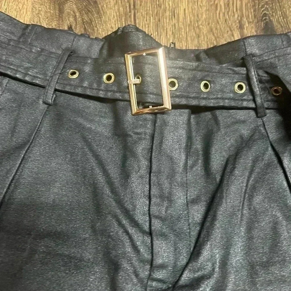 AKIRA faux leather pants high waisted elastic waist band size L (6) - Picture 3 of 10